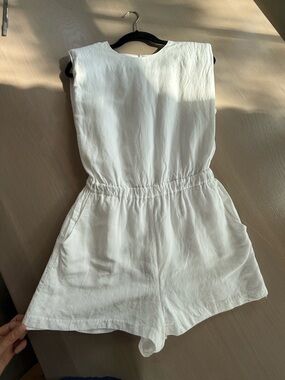 Amanda Uprichard White Kent Elastic-Waist Romper